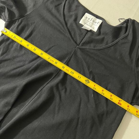 Velvet Graham & Spencer Anthropologie Puff Sleeve V Neck Black Dress Size Medium - Picture 4 of 8